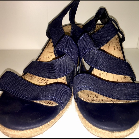 Deep Blue elastic strap wedges - Picture 2 of 4